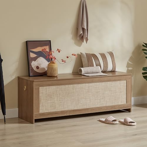 51.2" Storage Chest Extra Large, Rattan Storage Bench,(Cherry Brown - Image 3