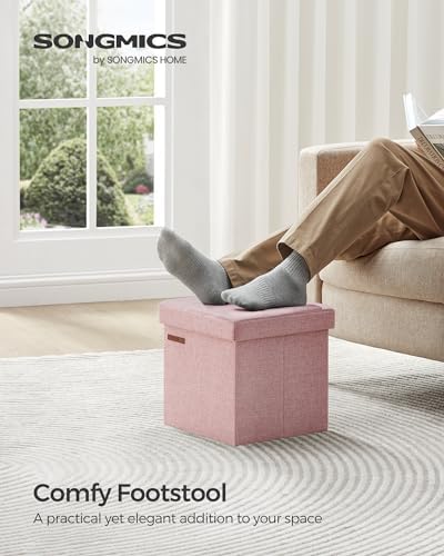 SONGMICS Small Folding Storage Ottoman, 11.8 x 11.8 x 11.8 in - Image 3