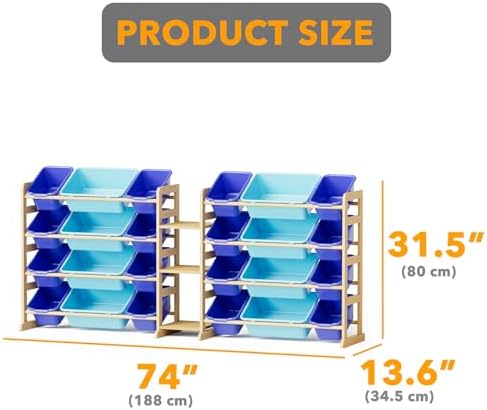 SpaceAid Large Toy Storage Organizer with 24 Bins and 3 Shelves, Toy Organizers Storage Bookshelf, Kids Bin Shelf Box Bookcase for Bedroom Playroom Organization Room Decor, Blue and Navy Blue - Image 2