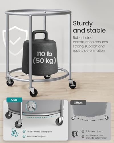 SONGMICS Laundry Basket with Wheels,190L, Steel Frame, Removable Bag - Image 4