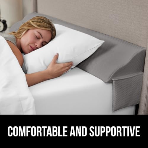GORILLA GRIP Patented Bed Wedge Pillow for Headboard Gap, Queen, Soft Gray - Image 5