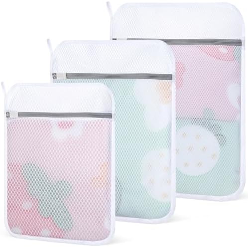 3-Pack Durable Honeycomb Mesh Laundry Bags for Delicates, M + L + XL by Dntorx