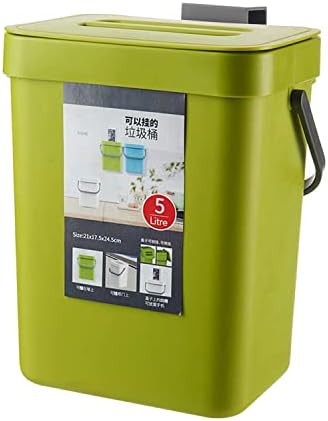 Small Trash Can with Lid Mini Kitchen Hanging Trash Can Tightly Sealed Odor Free, Small Countertop Compost Bin for Scraps from Daily Cooking, Mountable Trash Bin for Kitchen Counter,5L/1.3 Gal by Newraturner