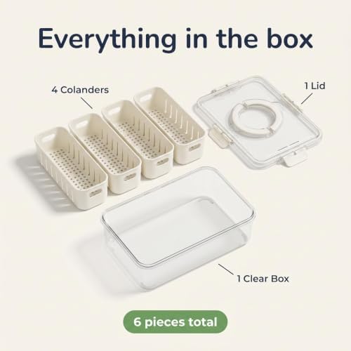 [Hand Wash Only] Salad Bar Containers for Fridge, Veggie Containers for Refrigerator, Salad Prep Containers for Fridge, Veggie Tray with Lid, Storage & Organizer for Fruit, Berry, Produce Keeper - Image 6
