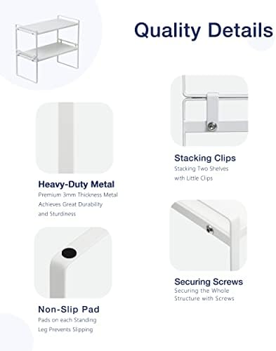 Nxconsu Stackable Cabinet Shelf Organizer 2 Pack, Standard White - Image 4
