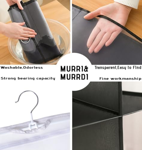 MURRI&MURRDI Hanging Handbag Organizer for Closet, Purse Storage Holder with 8 Clear Mesh Pockets, Space Saving Purse Hanger for Wardrobe, Black - Image 4