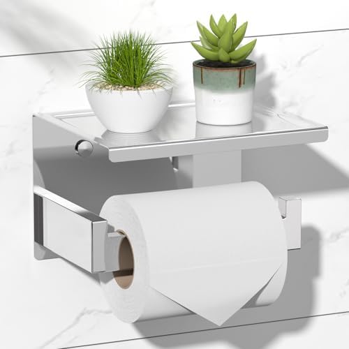 HITSLAM Toilet Paper Roll Holder Polished Chrome, Adhesive Mount,No Wobble by HITSLAM