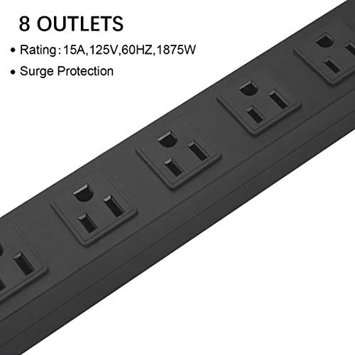 HHSOET Heavy Duty Long 8 Outlets, 14AWG Extension Cord, Black, 10FT, 4 - Image 5