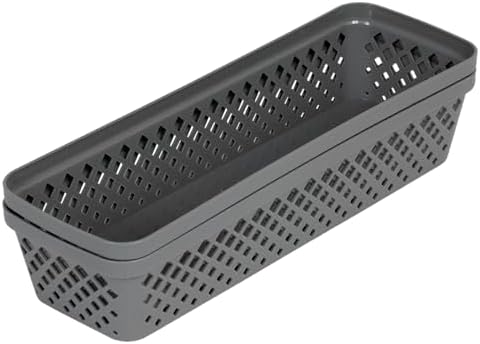 Glad Plastic Storage Basket Set - Multipurpose Drawer Trays, Kitchen Pantry Containers, and Bathroom Bins - Narrow Organizers, Grey, 6 Count (Pack of 4) - Image 5
