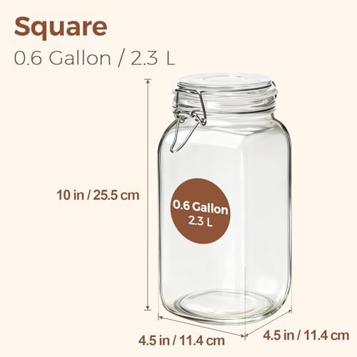ComSaf Large Square Glass Jars with Airtight Lids 78 oz 3 Pack Wide Mouth - Image 2