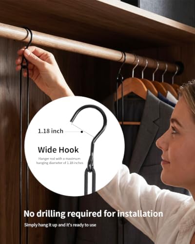 BaiNong Adjustable Closet Hanging Rod 17-30" Black 2 Pack - Image 3