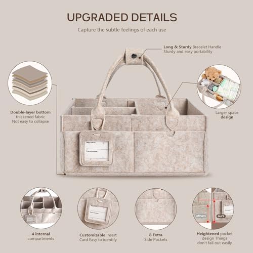 Diaper Caddy Organizer - Large Baby Caddy Organizer with Handle (Oatmeal) - Image 5