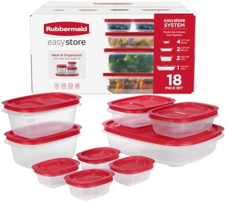 Rubbermaid EasyStore Large Containers, 18-Piece Set, Food Storage Containers with Lids by Rubbermaid