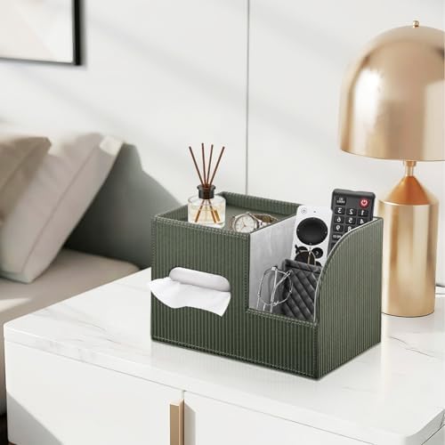 PU Leather Tissue Box Cover with Storage Tray, Cube Facial Tissue Holder - Image 6