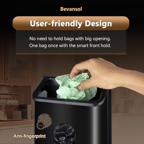 Plastic Bags Holder Grocery Dispenser for Kitchen Trash Bag Storage with Stainless Steel Front, Wall Mounted with Extra Wide Easy Access Openings (Black) - Image 5