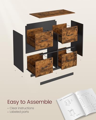 VASAGLE 4-Drawer Lateral File Cabinet, Compact, Locking, Printer Stand - Image 6