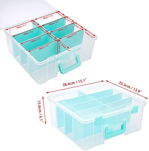 BTSKY Clear Plastic Dividing Storage Box with 8 Deep Compartment Sewing Box - Image 3