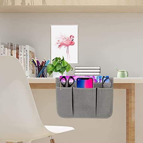 Bedside Caddy Bedside Storage Organizer Magazine Phone Tablet iPad Remote Holder, Organizer Caddy for Home College Dorm Bed, Sofa, Bunk Bed (Grey) - Image 7