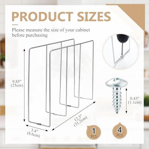 Blulu U Shaped Cookie Sheet Organizer for Cabinet Baking Sheet Organizer Kitchen Cabinet Dividers Vertical Chrome Pan Rack Storage Wires Tray Dividers Face Opening of 3.5"(Silver,1 Pcs) - Image 2