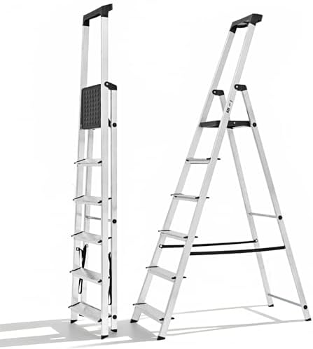 OLIXIS 6 Step Ladder, 330lbs Folding Aluminum Step Stool with Pedal by OLIXIS
