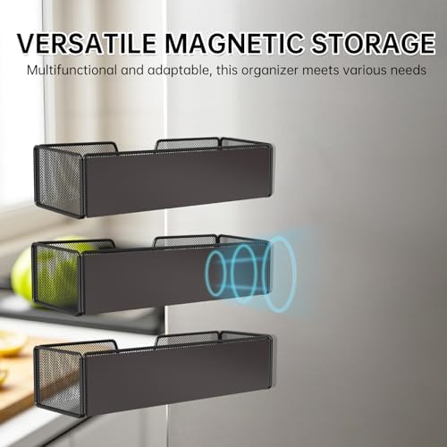 2 pack Magnetic Basket Organizer Holder for Fridge Magnetic Shelf Magnetic Storage Bin Box Containers for Refrigerator Whiteboard Classroom Magnetic Organizer - Image 2