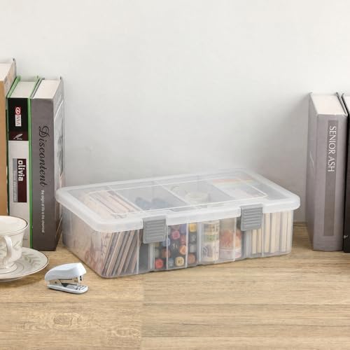 BTSKY Clear Plastic Dividing Storage Box with 4 Compartments Sewing Box - Image 6