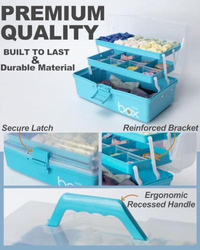 TERGOO 13in Lager Plastic Craft Organizer and Storage 3-Layer Tackle Box - Image 3