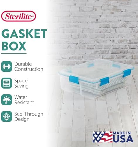Sterilite Gasket Storage Box with Lids for Home & Office, 37 Quart, 12-Pack - Image 3