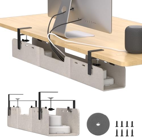 No-Drill Under Standing Desk Cable Management,31.5" L,Beige by ERGOCOLLECT