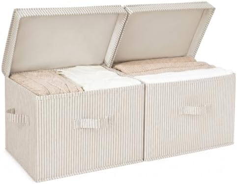 StorageWorks Fabric Storage Bins with Lids, Closet Storage Bins by StorageWorks