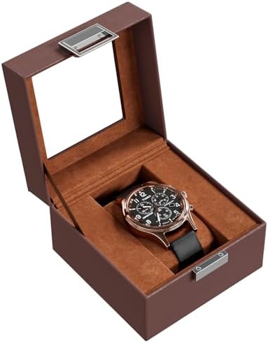 ProCase Watch Box, Single Mens Watch Display Case, 1 Slot, Espresso by ProCase