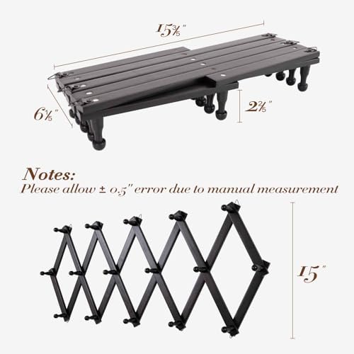 SCUNDA Accordion Wall Hanger with 16 Hooks, Wooden Wall Expandable Coat Rack for Coat, Hats, Baseball Caps, Coffee Mug, Jewelry(Black) - Image 5
