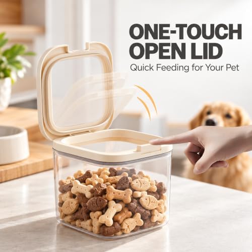 LivLab Mker Pet Treat Container, 3.49QT, One-Handed Open, Clear, Stackable - Image 3