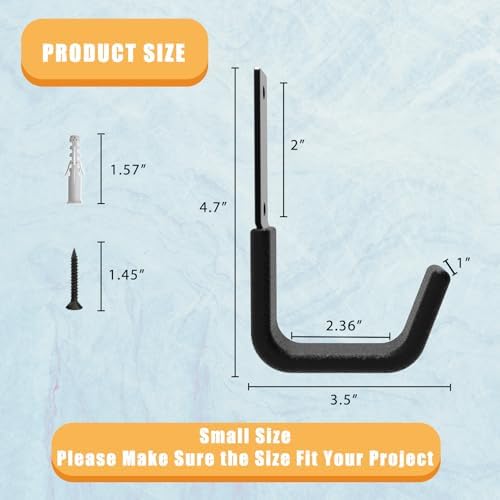 Heavy Duty Garage Hooks, Ladder Hangers for Garage Wall, Black, 8 S - Image 2
