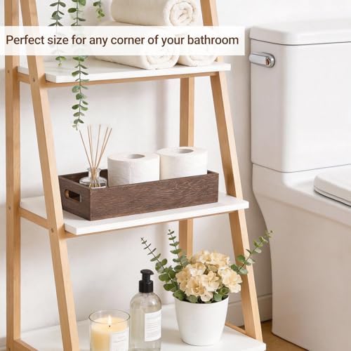 Mkono Bathroom Basket, Wood Toilet Paper Storage, Rustic Home Decor, Brown - Image 4