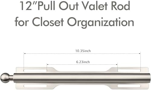 12" Valet Rod for Closet Pull Out (2 Pack, Brushed Nickel) - Image 3
