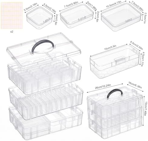 Stackable Bead Organizer 3 Tier with 58pcs Small Boxes Storage Container - Image 2