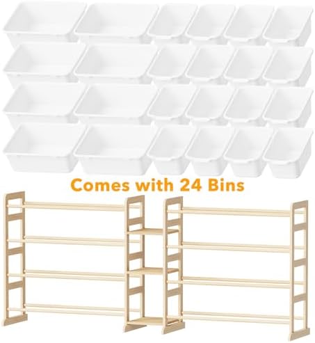 SpaceAid Large Toy Storage Organizer with 24 Bins and 3 Shelves, Toy Organizers Storage Bookshelf, Kids Bin Shelf Box Bookcase for Bedroom Playroom Organization Room Decor, White - Image 7