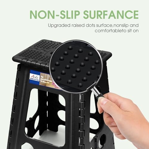 ACKO 17.5" Folding Step Stool, 400 lb Capacity with Safety Lock, Dot Black - Image 6