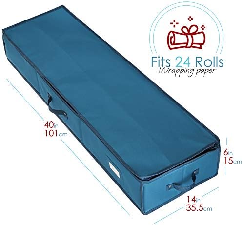 Hearth & Harbor Wrapping Paper Storage Container - Christmas Storage Bag with Interior Pockets - Gift Wrapping Organizer Storage Fits Up to 22 Rolls of 40" - Tear Proof Wrapping Paper Organizer - Image 7