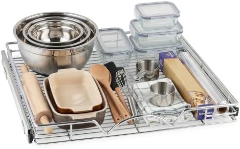 HOLDN’ STORAGE Pull Out Cabinet Organizer, Heavy Duty Caddy w/Lifetime Limited Warranty -20”W x 21”D - Requires At Least 21-1/4” Cabinet Opening, Steel Metal Cabinet Drawers Slide Out, Chrome by HOLDN%E2%80%99STORAGE