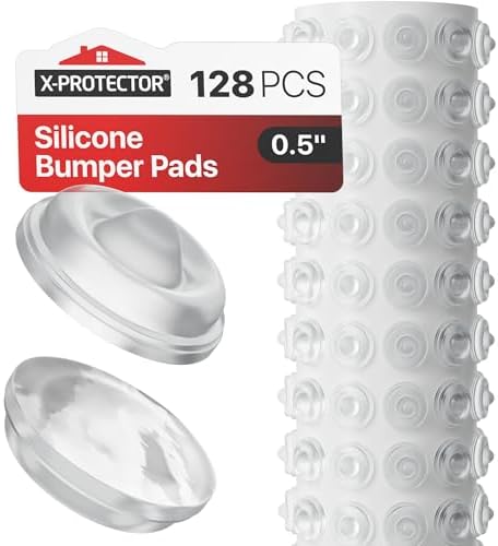 X-Protector Cabinet Door Bumpers 128 PCS – 1/2" Silicone Clear Bumpers by X-Protector