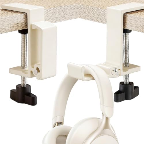 JAKO Headphone Stand for Desk, Aluminum Alloy Foldable Headphone Holder - Headset Stand Hook Mount, PC Gaming Headset Holder Under Desk Clamp for Office, Computer, Student Class Table (Beige) by JAKO
