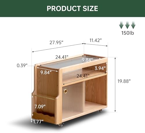 Solid Wood Side Table with Storage, Narrow End Table with Magazine Rack - Image 2