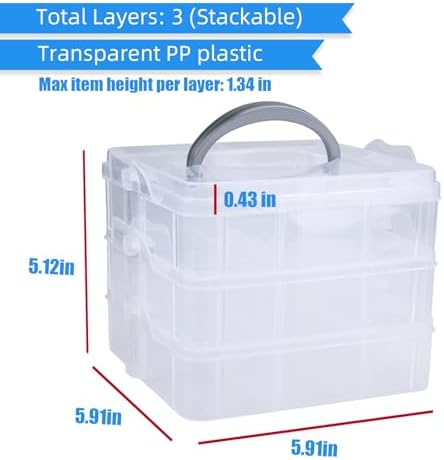 2pack 3-Tier Stackable Bead Storage Container Box 18 Compartments Organizer - Image 3