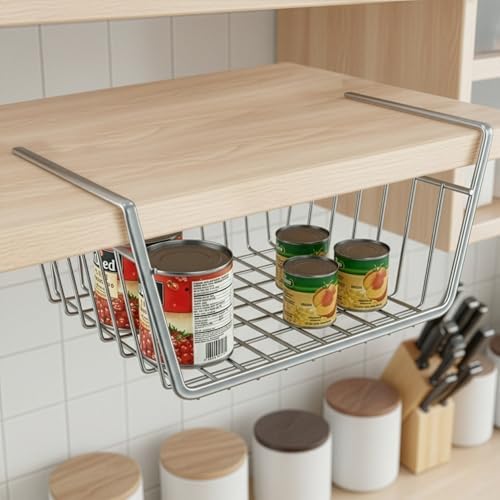 DecorRack Under Shelf Wire Basket, Space-Saving Organizer, Silver (1 Pack) - Image 5