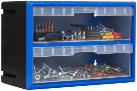 NORTHSKY Stackable Parts Organizer & Storage Cabinet with 2-Drawer, Clear Hardware Tool Box with Transparent Bins, Durable Plastic Component Case for Screws, Beads, Nuts, and Craft Supplies by NorthSky