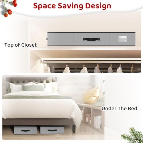 BlessedSeason Wrapping Paper Storage Organizer for 40 Inch Christmas Gifts Wrapping Paper, 2 Visible Supplies Pockets for Holiday Accessories, Christmas Decoration Storage Containers, Grey - Image 6