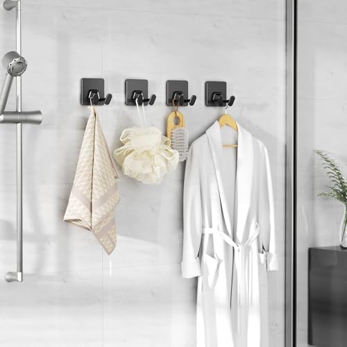 Adhesive Shower Hooks for Inside - Extra Sticky Razor Holder, Black 6 Pack - Image 6