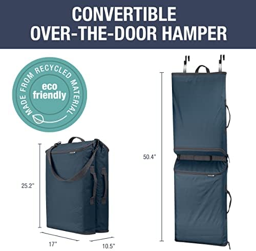 CleverMade Over-the-Door Double Laundry Hamper, 43L Laundry Organizer Ocean - Image 2